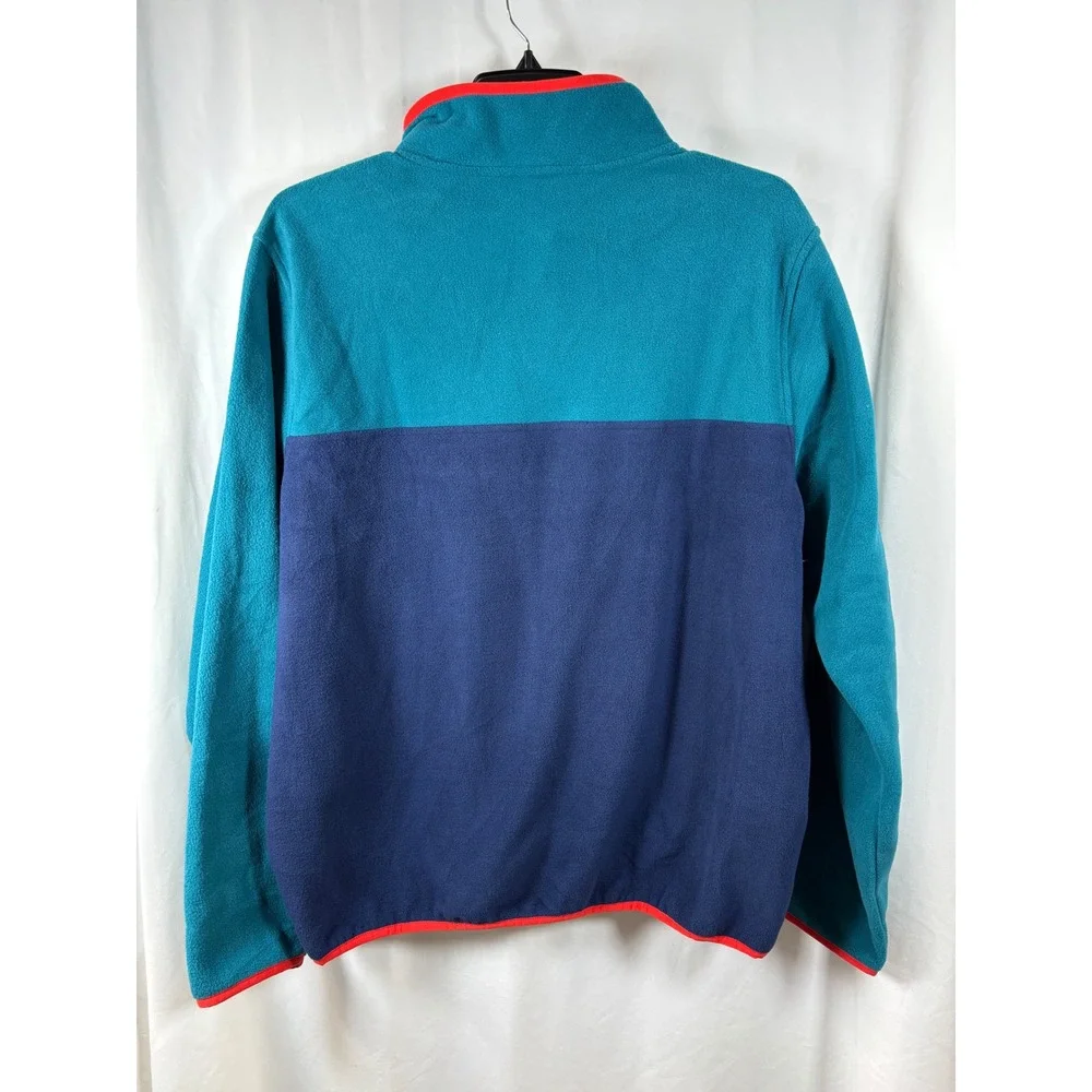 Lands End Mens XL Fleece Pullover Teal Navy Colorblock Quarter Snap NEW - Picture 4 of 5